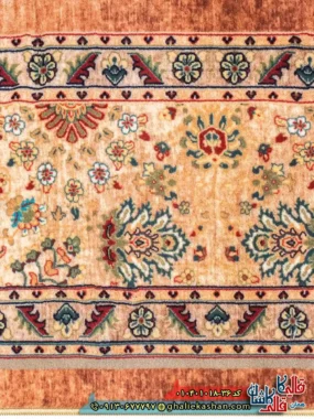 فرش سنتی 1000 شانه طرح هریس گل ریز زمینه عنابی کاشان نزدیک 2