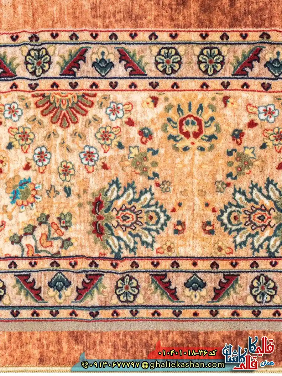 فرش سنتی 1000 شانه طرح هریس گل ریز زمینه عنابی کاشان نزدیک 2