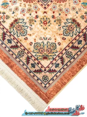 فرش سنتی 1000 شانه طرح هریس گل ریز زمینه عنابی کاشان نزدیک