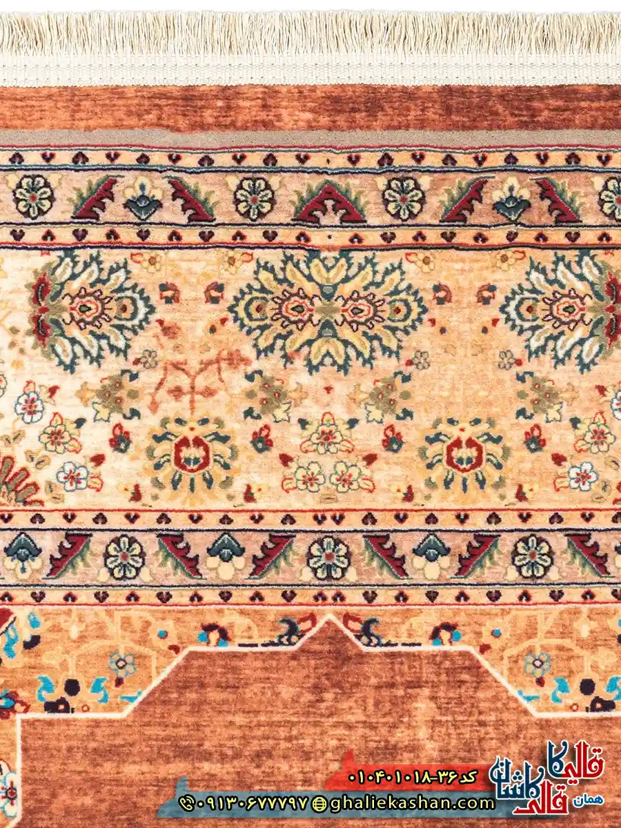 فرش سنتی 1000 شانه طرح هریس گل ریز زمینه عنابی کاشان نزدیک 3