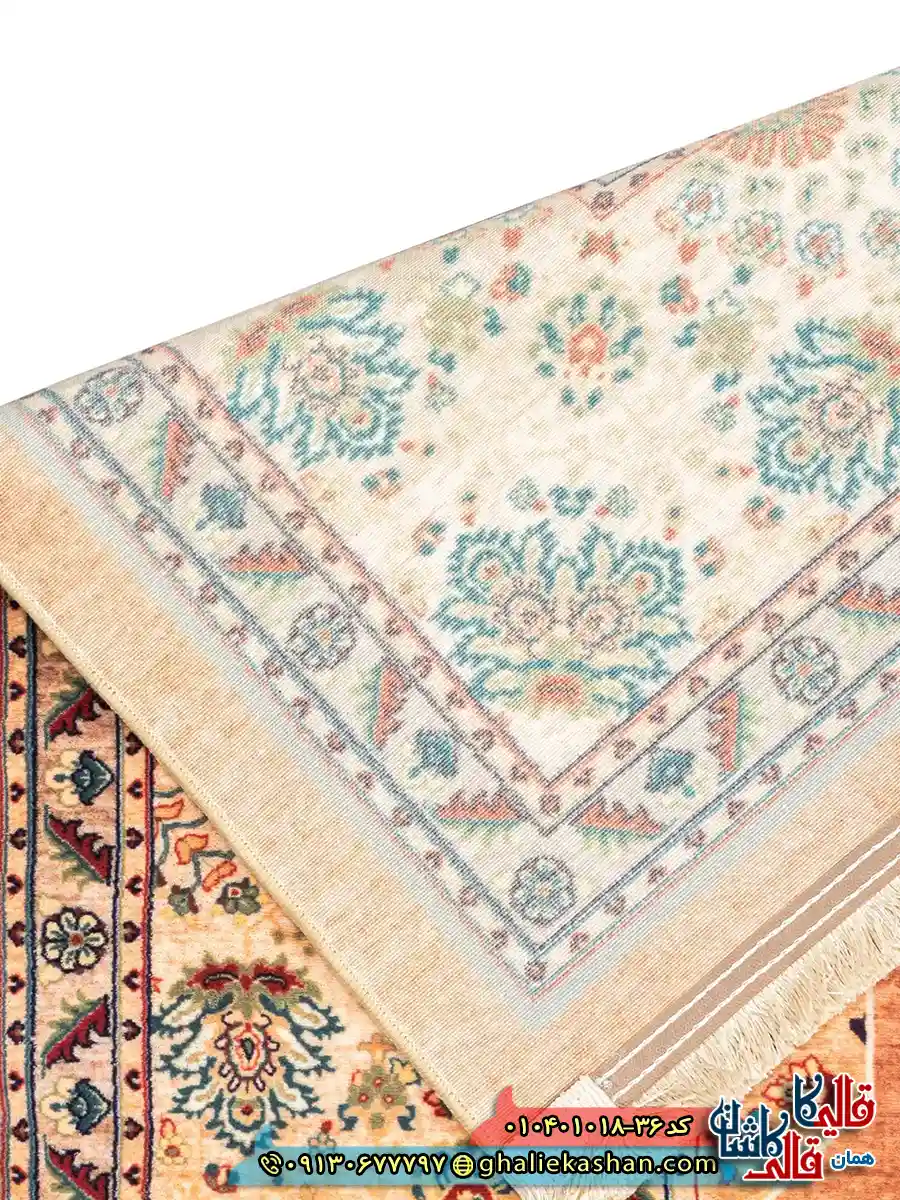 فرش سنتی 1000 شانه طرح هریس گل ریز زمینه عنابی کاشان نزدیک4