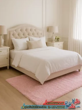 فرش شگی فلوکاتی طرح ساده رنگ صورتی کاشان دکوراسیون 2