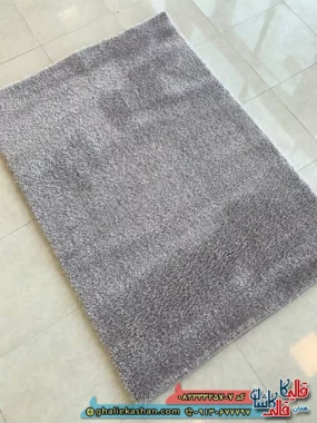 فرش شگی فلوکاتی طرح ساده رنگ طوسی کاشان اریب