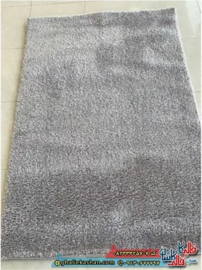 فرش شگی فلوکاتی طرح ساده رنگ طوسی کاشان اصلی