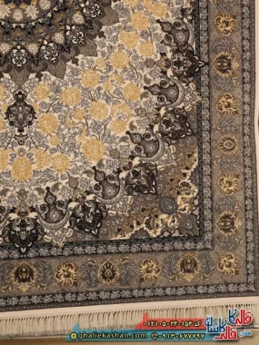 فرش طرح 700 شانه طرح آسنا رنگ کرم کاشان حاشیه
