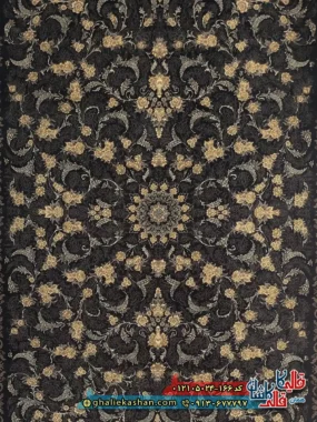 فرش طرح 700 شانه طرح افشان لیان رنگ طوسی دودی کاشان زمینه