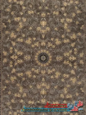 فرش طرح 700 شانه طرح افشان لیان رنگ فیلی نقره ای کاشان زمینه