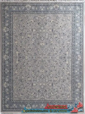 فرش طرح 700 شانه طرح افشان ژینا رنگ فیلی ترمه ای کاشان اصلی