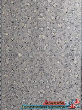 فرش طرح 700 شانه طرح افشان ژینا رنگ فیلی ترمه ای کاشان زمینه