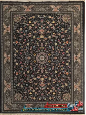 فرش طرح 700 شانه طرح افشان گیتی رنگ طوسی دودی کاشان اصلی
