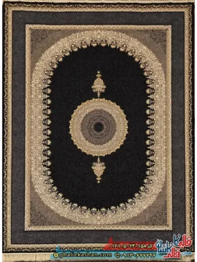 فرش طرح 700 شانه طرح ساحل رنگ سرمه ای کاشان اصلی