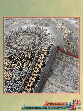 فرش طرح 700 شانه طرح کارن رنگ طوسی فیلی کاشان نزدیک 2