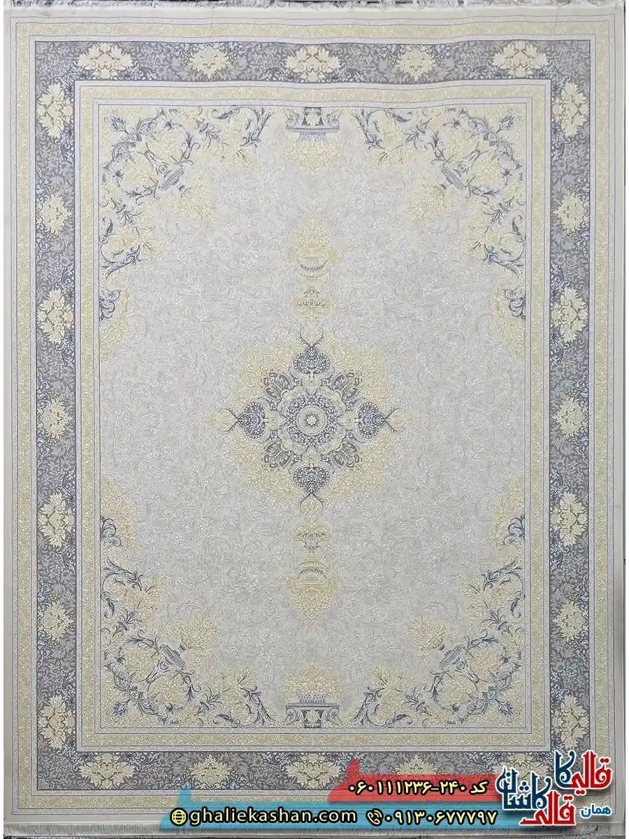 فرش طلاکوب 1200 شانه طرح ترلان رنگ کرم گل برجسته کاشان اصلی فرش طلاکوب 1200 شانه طرح ترلان رنگ کرم گل برجسته کاشان اصلی