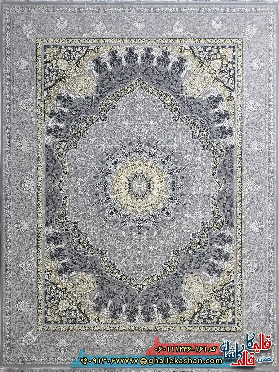 فرش طلاکوب 1200 شانه طرح طنین رنگ طوسی نقره0ای گل برجسته کاشان اصلی فرش طلاکوب 1200 شانه طرح طنین رنگ طوسی نقره0ای گل برجسته کاشان اصلی