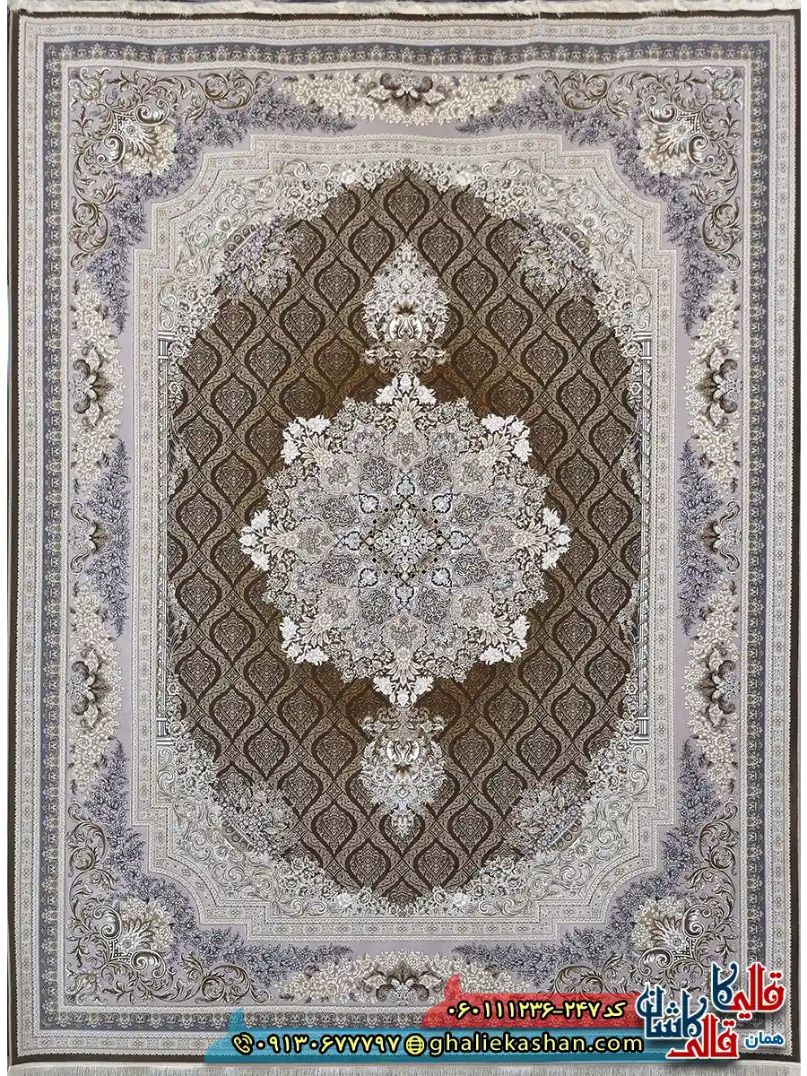 فرش طلاکوب 1200 شانه طرح مژده رنگ قهوه ای شکلاتی گل برجسته کاشان اصلی فرش طلاکوب 1200 شانه طرح مژده رنگ قهوه ای شکلاتی گل برجسته کاشان اصلی