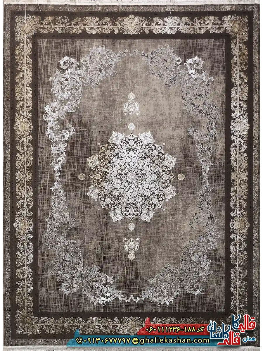 فرش طلاکوب 1200 شانه طرح همدم رنگ قهوه ای شکلاتی گل برجسته کاشان اصلی فرش طلاکوب 1200 شانه طرح همدم رنگ قهوه ای شکلاتی گل برجسته کاشان اصلی