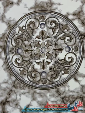 فرش طلاکوب 1200 شانه فرانسوی طرح مدوسا رنگ سفید گل برجسته کاشان زمینه