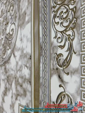 فرش طلاکوب 1200 شانه فرانسوی طرح مدوسا رنگ سفید گل برجسته کاشان نزدیک