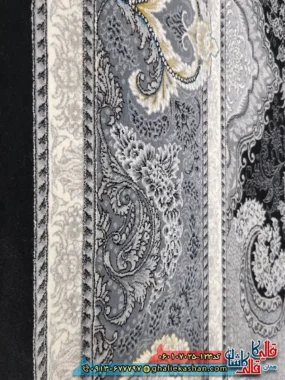 فرش طلاکوب 700 شانه طرح آیدا رنگ سرمه ای کاشان نزدیک