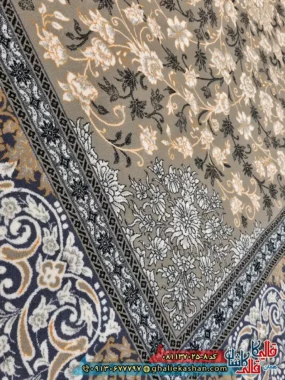 فرش طلاکوب 700 شانه طرح افشان تلما رنگ طوسی فیلی کاشان نزدیک 2