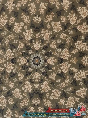 فرش طلاکوب 700 شانه طرح افشان جانان رنگ طوسی فیلی کاشان زمینه