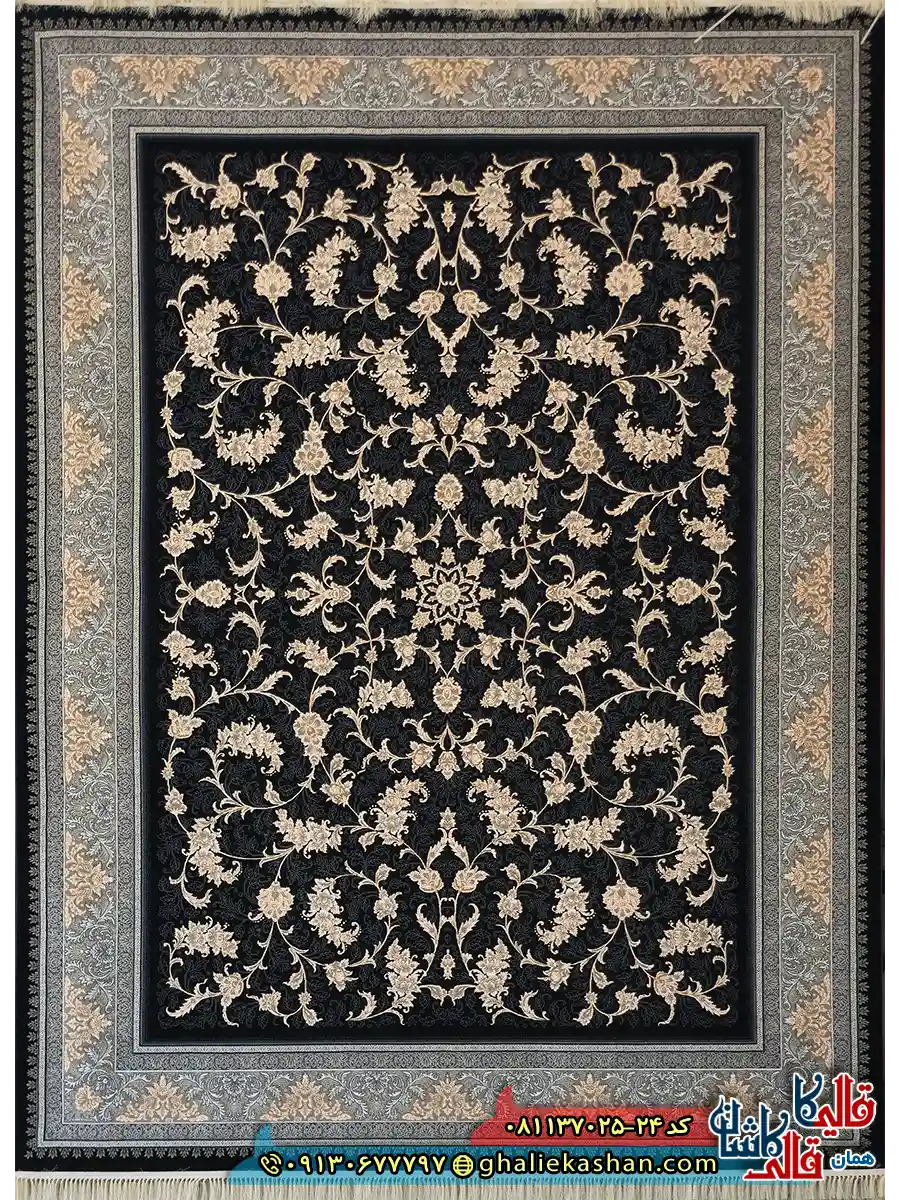 فرش طلاکوب 700 شانه طرح افشان نگار رنگ سرمه ای کاشان اصلی فرش طلاکوب 700 شانه طرح افشان نگار رنگ سرمه ای کاشان اصلی