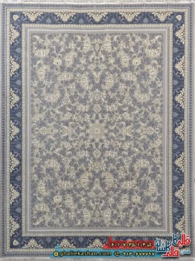 فرش طلاکوب 700 شانه طرح افشان نگار رنگ فیلی ترمه ای کاشان