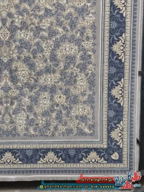 فرش طلاکوب 700 شانه طرح افشان نگار رنگ فیلی ترمه ای کاشان حاشیه