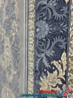 فرش طلاکوب 700 شانه طرح افشان نگار رنگ فیلی ترمه ای کاشان نزدیک