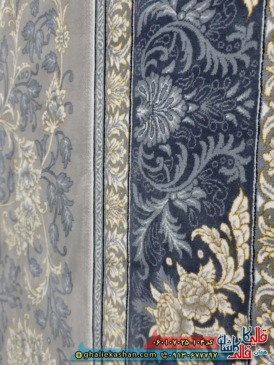 فرش طلاکوب 700 شانه طرح افشان نگار رنگ فیلی ترمه ای کاشان نزدیک