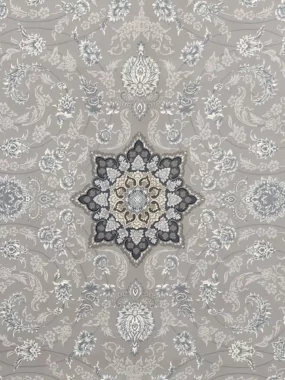 فرش طلاکوب 700 شانه طرح دایان رنگ فیلی ترمه ای کاشان زمینه