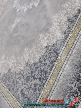 فرش طلاکوب 700 شانه طرح مهر رنگ فیلی ترمه ای کاشان نزدیک 2