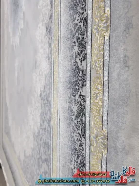 فرش طلاکوب 700 شانه طرح مهر رنگ فیلی ترمه ای کاشان نزدیک