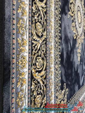 فرش ‌طلاکوب ‌700 ‌شانه ‌فرانسوی ‌طرح ‌ژیوا ‌رنگ ‌مشکی ‌زغالی ‌کاشان ‌نزدیک