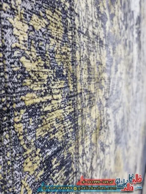 فرش طلاکوب وینتیج 1200 شانه طرح آرشا رنگ سرمه ای گل برجسته کاشان نزدیک