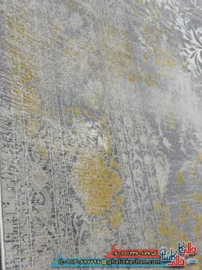فرش طلاکوب وینتیج 1200 شانه طرح آرشا رنگ کرم صدفی گل برجسته کاشان نزدیک