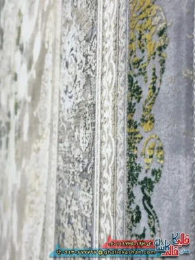 فرش طلاکوب وینتیج 1200 شانه طرح جواهر رنگ قهوه ای نقره ای گل برجسته کاشان نزدیک