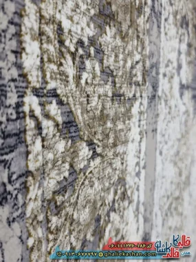 فرش طلاکوب وینتیج 1200 شانه طرح هدیه رنگ طوسی یاسی گل برجسته کاشان نزدیک