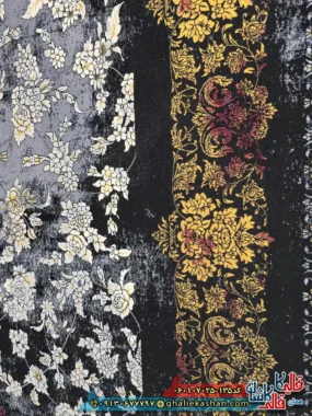 فرش طلاکوب وینتیج 700 شانه طرح افشان سپیده رنگ سرمه ای قرمز کاشان نزدیک