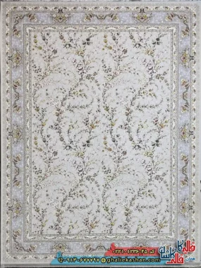 فرش لایت 1200 شانه طرح افشان آیکان رنگ طوسی سیلور کاشان