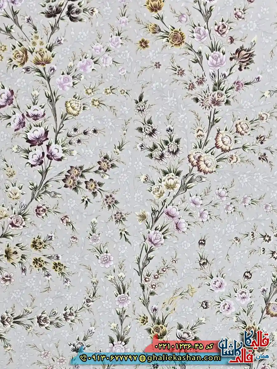 فرش لایت 1200 شانه طرح افشان آیکان رنگ طوسی سیلور کاشان نزدیک 2