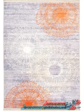 فرش مدرن 1000 شانه طرح افشان قاصدک زمینه طوسی کاشان اصلی