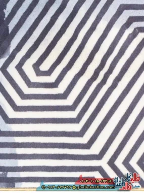 فرش مدرن 1000 شانه طرح افشان هزار توی خطی زمینه سیاه سفید کاشان نزدیک