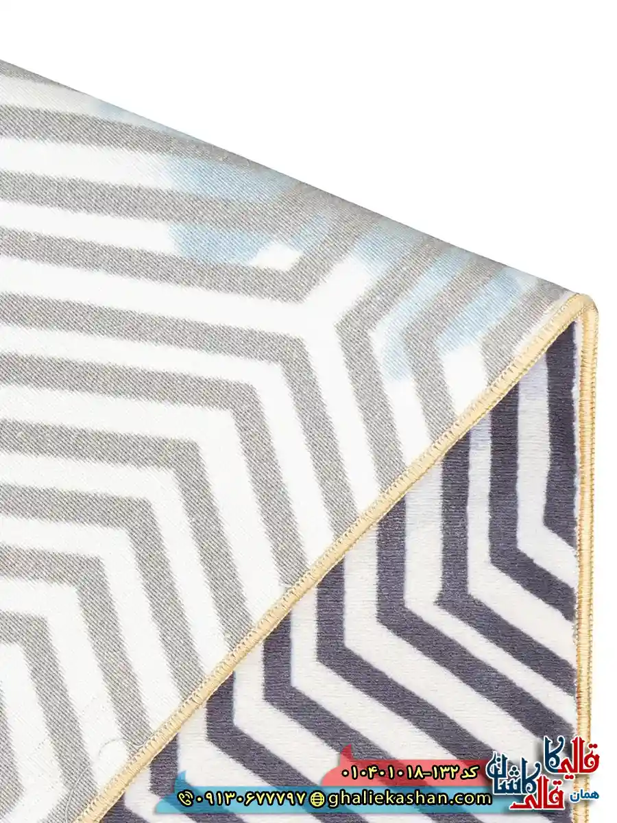 فرش مدرن 1000 شانه طرح افشان هزار توی خطی زمینه سیاه سفید کاشان نزدیک 4