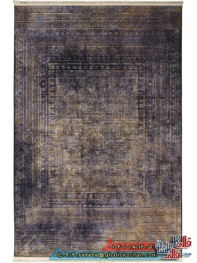 فرش مدرن وینتیج 1000 شانه طرح افشان قلم کار زمینه طوسی کاشان اصلی