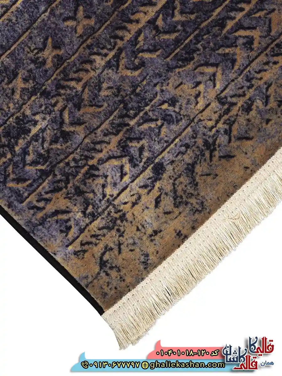 فرش مدرن وینتیج 1000 شانه طرح افشان قلم کار زمینه طوسی کاشان نزدیک 2