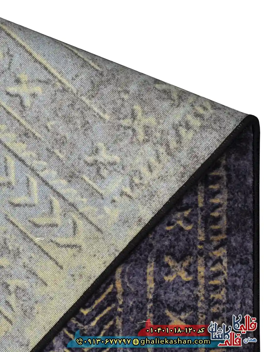 فرش مدرن وینتیج 1000 شانه طرح افشان قلم کار زمینه طوسی کاشان نزدیک 4