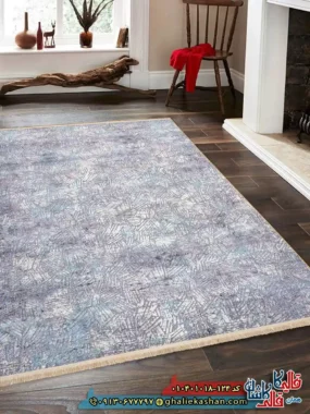 فرش مدرن وینتیج 1000 شانه طرح افشان برفینه زمینه طوسی نقره ای کاشان