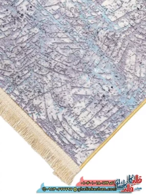 فرش مدرن وینتیج 1000 شانه طرح افشان برفینه زمینه طوسی نقره ای کاشان نزدیک 2