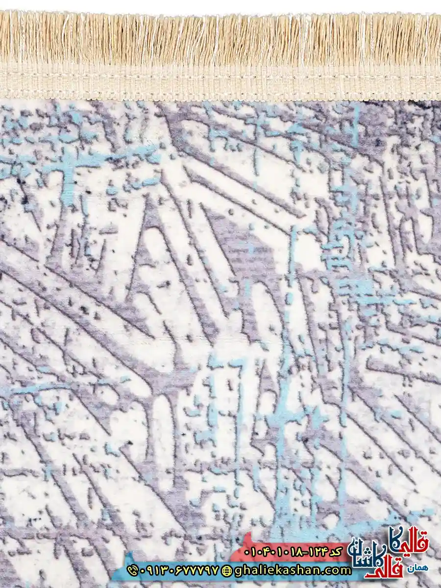 فرش مدرن وینتیج 1000 شانه طرح افشان برفینه زمینه طوسی نقره ای کاشان نزدیک 4